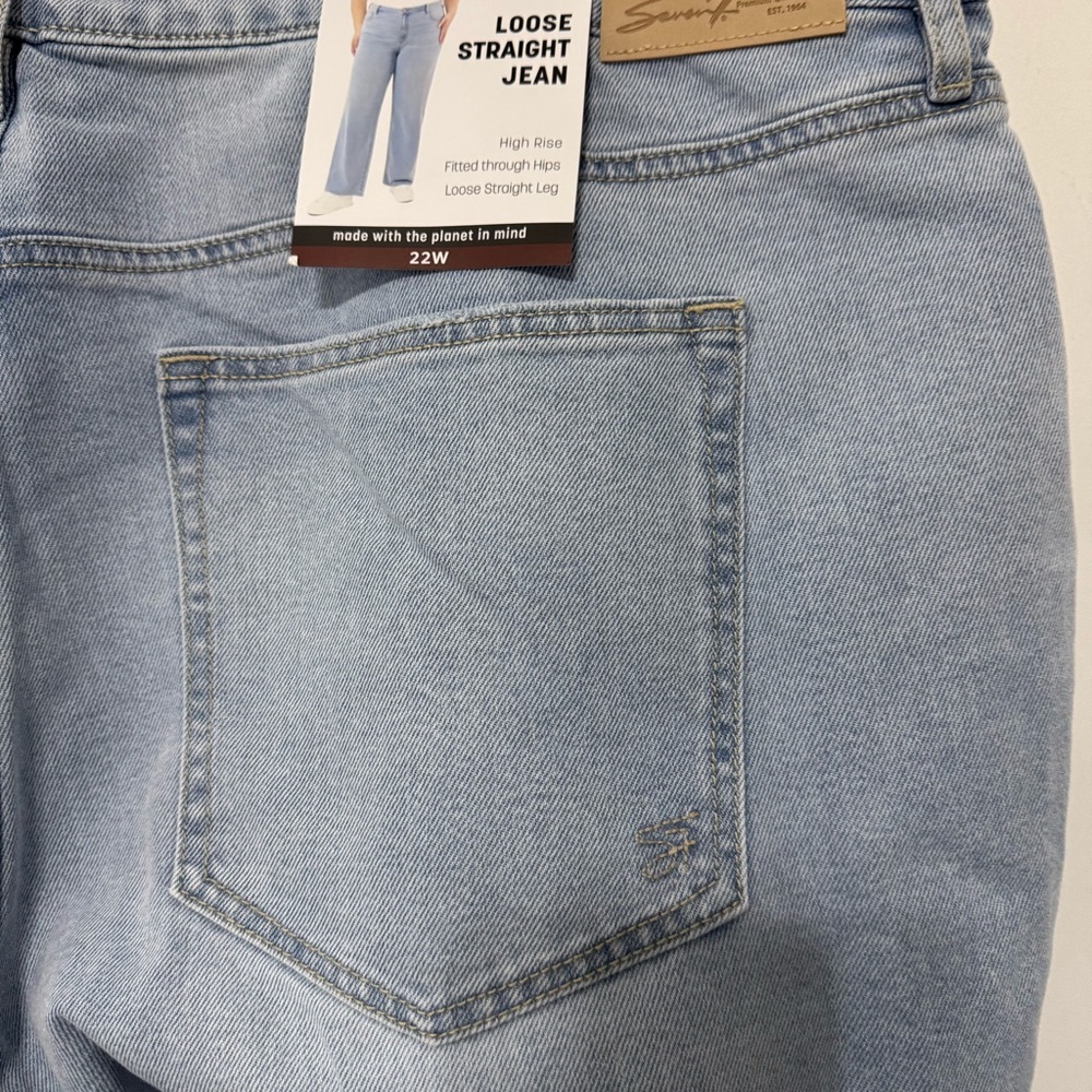 Seven7 Women’s Loose Straight High Rise Jeans Plus Size: 22W - Picture 7 of 10